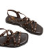 Sandalias planas Porronet blair moka con tiras cruzadas con tachuelas de piel - Querol online