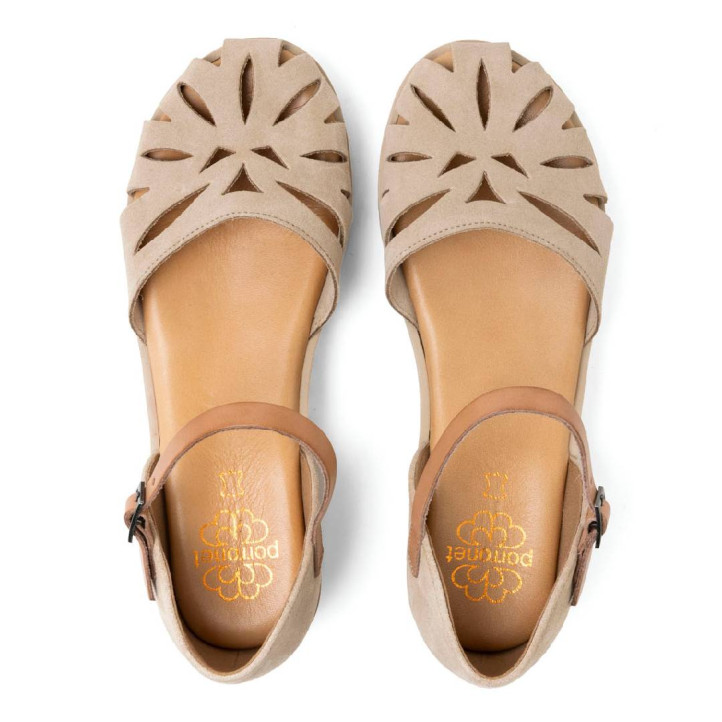 Sandàlies falca Porronet bruna sorra estil sandalia de riu de pell - Querol online