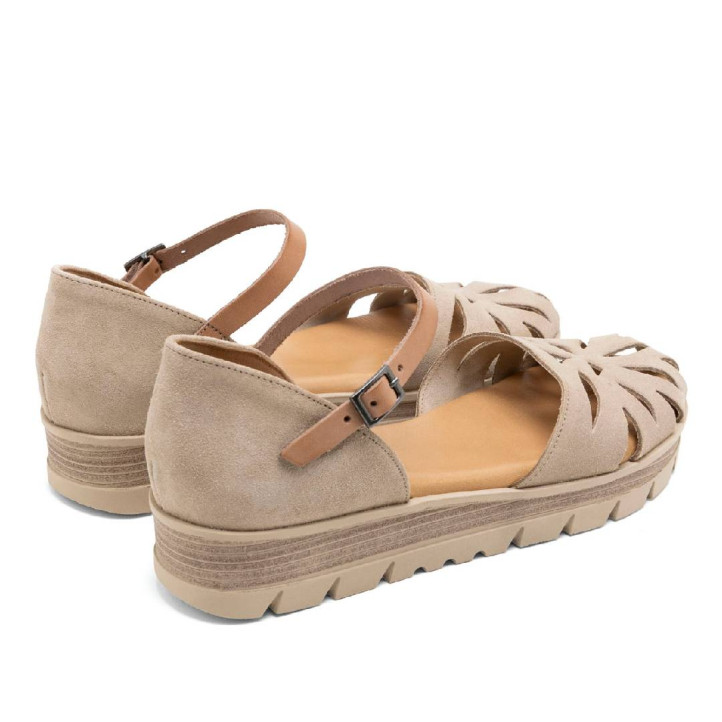 Sandàlies falca Porronet bruna sorra estil sandalia de riu de pell - Querol online