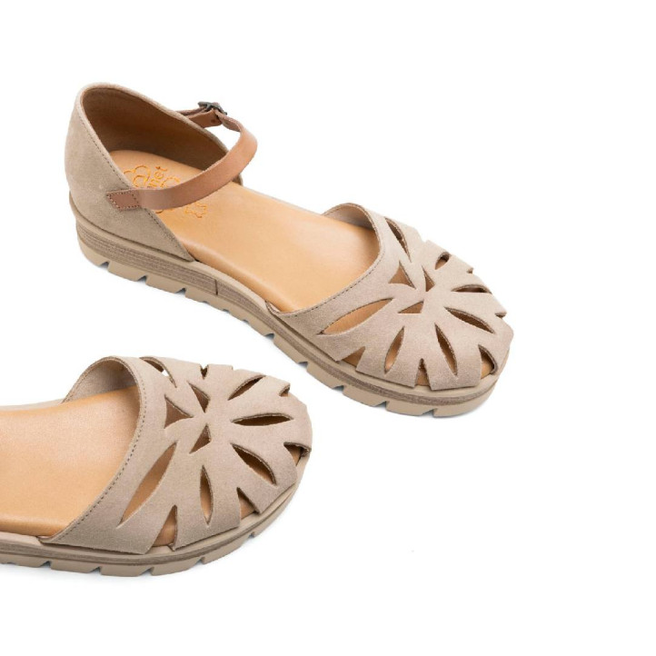 Sandàlies falca Porronet bruna sorra estil sandalia de riu de pell - Querol online