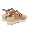 Sandalias cuña Porronet estela taupe con diseño en el empeine de piel