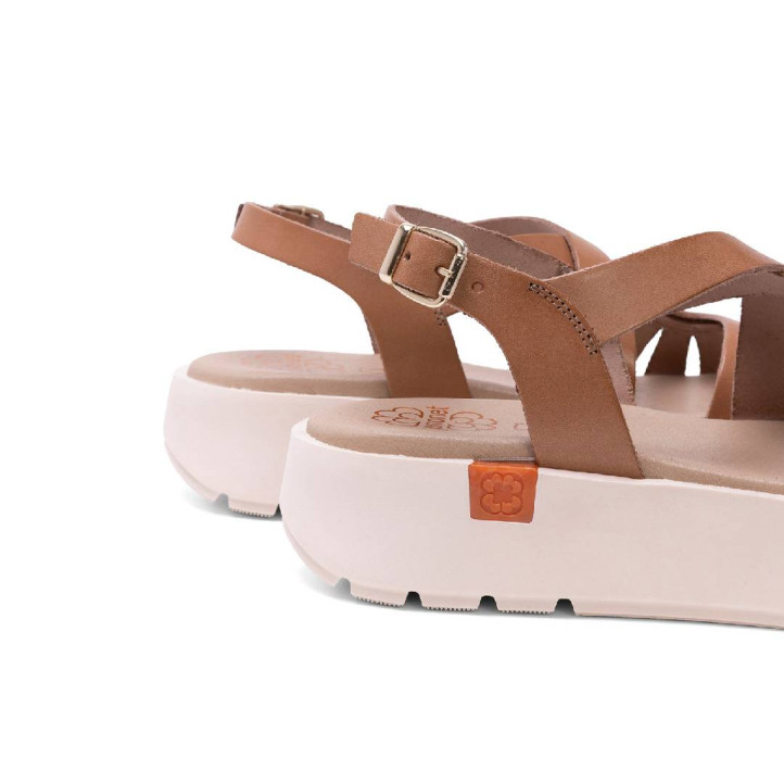 Sandalias plataformas Porronet débora taupe con tiras onduladas de piel - Querol online