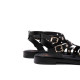 Sandalias planas Porronet chloe negras estilo romano de piel - Querol online