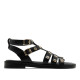 Sandalias planas Porronet chloe negras estilo romano de piel - Querol online