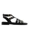 Sandalias planas Porronet chloe negras estilo romano de piel