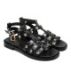 Sandalias planas Porronet chloe negras estilo romano de piel - Querol online