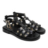 Sandalias planas Porronet chloe negras estilo romano de piel
