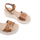 Sandalias cuña Porronet elsa taupe con pala troquelada de piel - Querol online