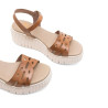 Sandalias cuña Porronet elsa taupe con pala troquelada de piel