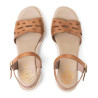 Sandalias cuña Porronet elsa taupe con pala troquelada de piel