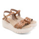 Sandalias cuña Porronet elsa taupe con pala troquelada de piel - Querol online