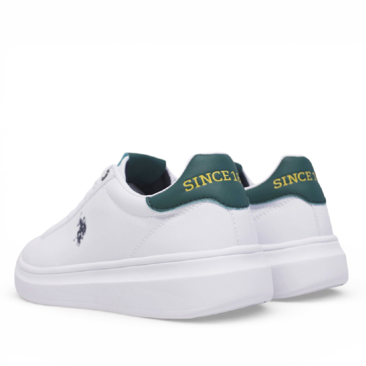 Zapatillas deportivas U.S. POLO ASSN. cody blancas con panel trasero en verde oscuro - Querol online