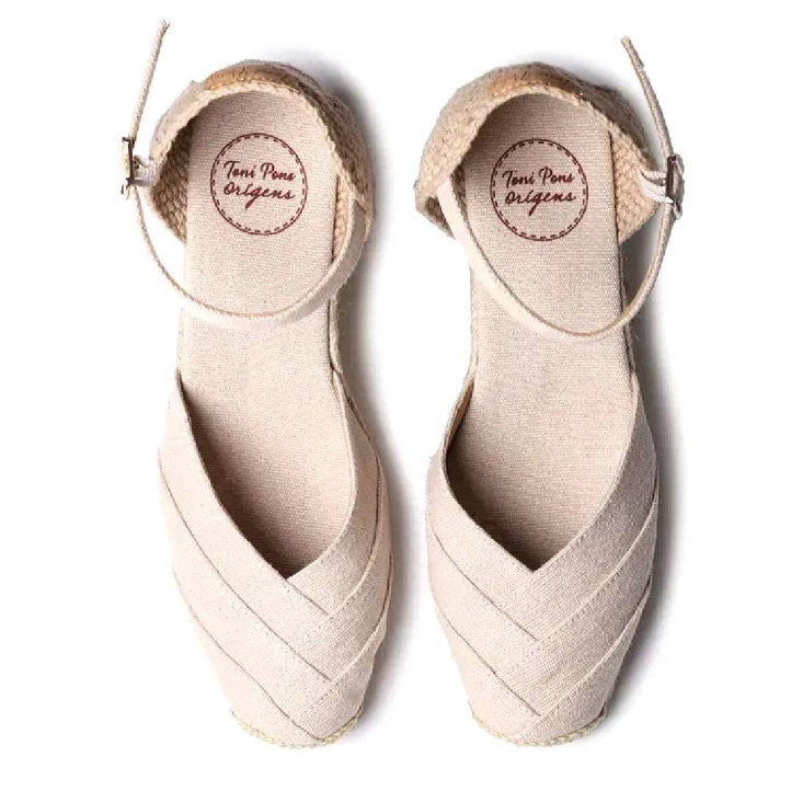 Alpargatas cuña TONI PONS clara crudo en lona de algodón - Querol online