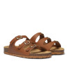 Sandalias planas TONI PONS gien-vp camel tipo bio con tres hebillas