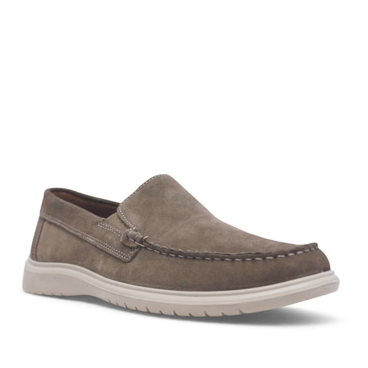 Sabates sport Imac taupe estil mocasí serratge amb sola blanca - Querol online