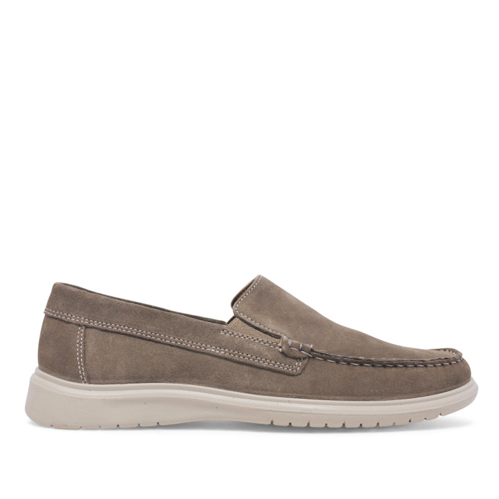 Sabates sport Imac taupe estil mocasí serratge amb sola blanca - Querol online