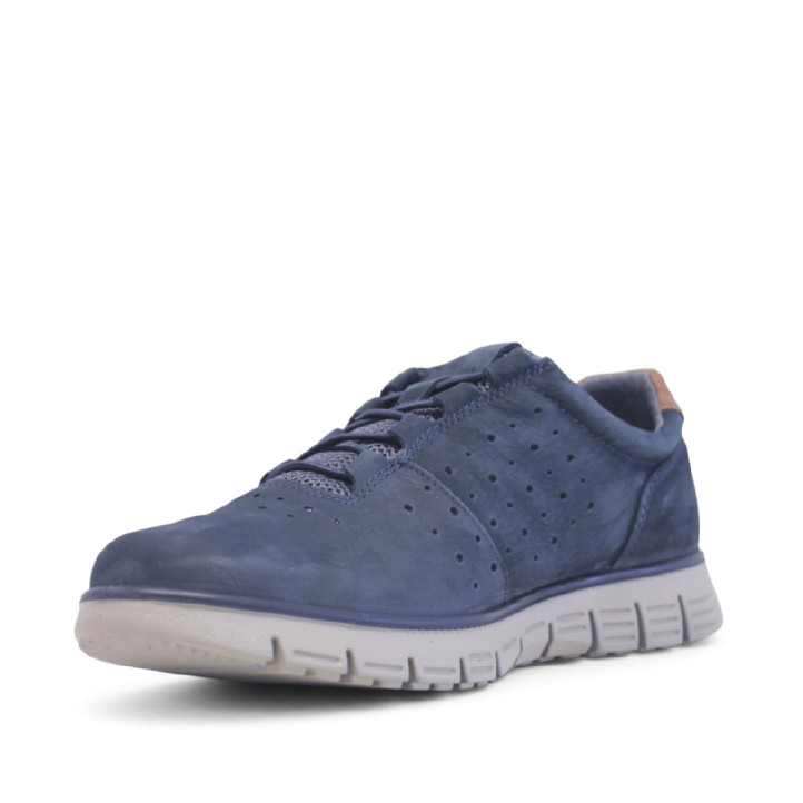 Zapatos sport Imac azules con cordones elásticos y panel trasero en marrón - Querol online