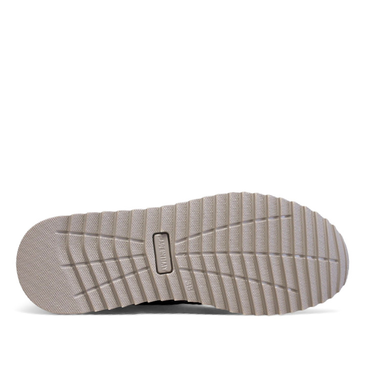 Zapatillas cuña Imac taupe estilo calcetín con cordones con detalles dorados - Querol online