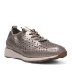 Zapatos cuña Treintas bronce con efecto calado trenzado y cordones elásticos - Querol online