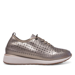 Sabates de falca Treintas bronze efecte calat tenat i cordons elástics - Querol online