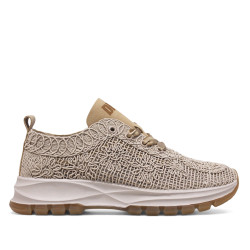 Sabatilles urban D'Angela marrons estil mitjó amb brodat de flors i llaços com a cordons - Querol online