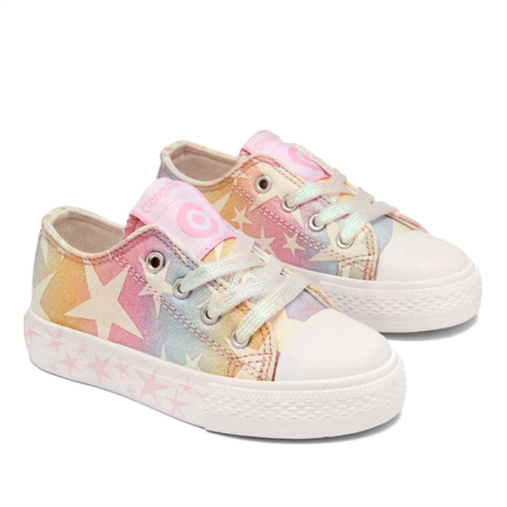 Zapatillas lona Conguitos blancas multi estrellas brillo en la oscuridad - Querol online