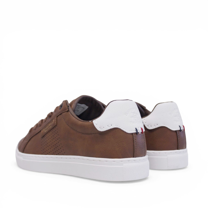 Zapatos sport Polo challenge marrones con panel trasero blanco - Querol online