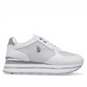 Zapatillas urban U.S. POLO ASSN. rita blancas con detalles plateados y plataforma