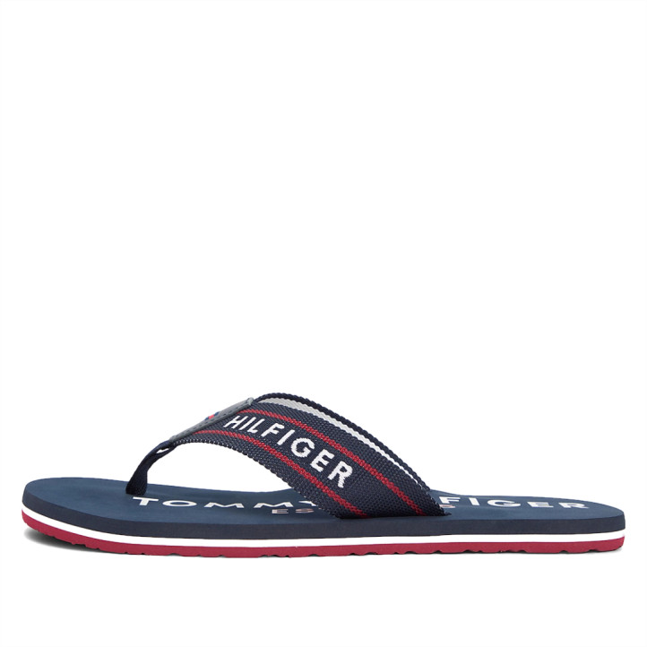 Xancles Tommy Hilfiger blaves amb tires textil trenades - Querol online