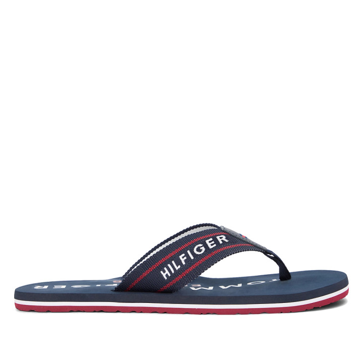 Chanclas Tommy Hilfiger azules con tiras textil trenzadas - Querol online