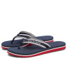 Xancles Tommy Hilfiger blaves amb tires textil trenades i broda blanca
