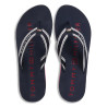Xancles Tommy Hilfiger blaves amb tires textil trenades i broda blanca