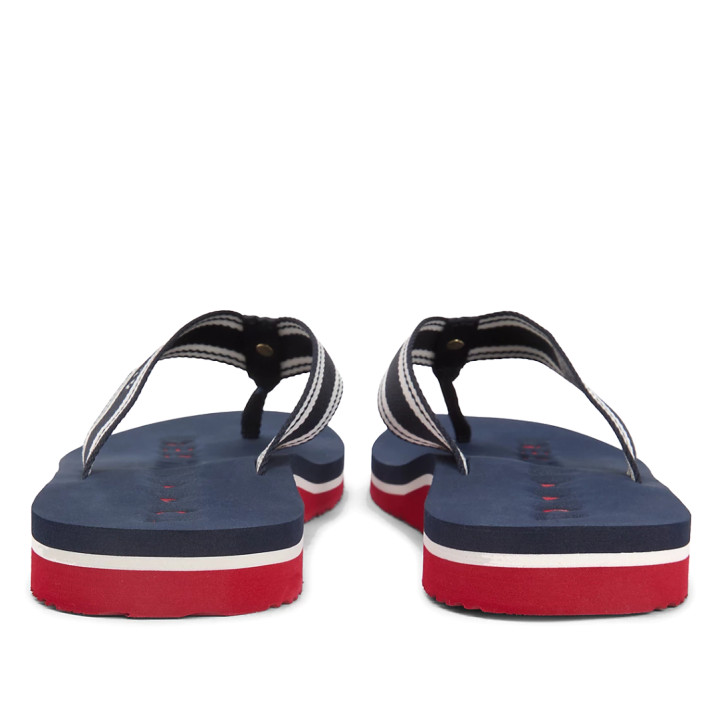 Chanclas Tommy Hilfiger azules con tiras textil trenzadas y rebordes en blanco - Querol online