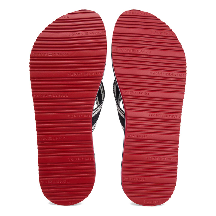 Xancles Tommy Hilfiger blaves amb tires textil trenades i broda blanca - Querol online