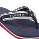 Chanclas Tommy Hilfiger azules con tiras textil trenzadas y rebordes en blanco - Querol online