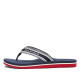 Chanclas Tommy Hilfiger azules con tiras textil trenzadas y rebordes en blanco - Querol online