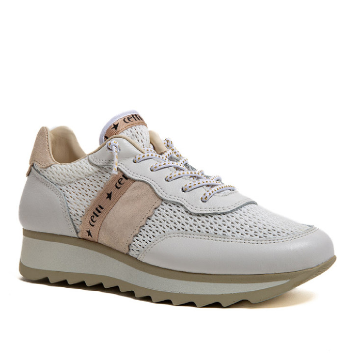 Zapatillas urban Cetti ante rejilla ivory con cordón elástico - Querol online