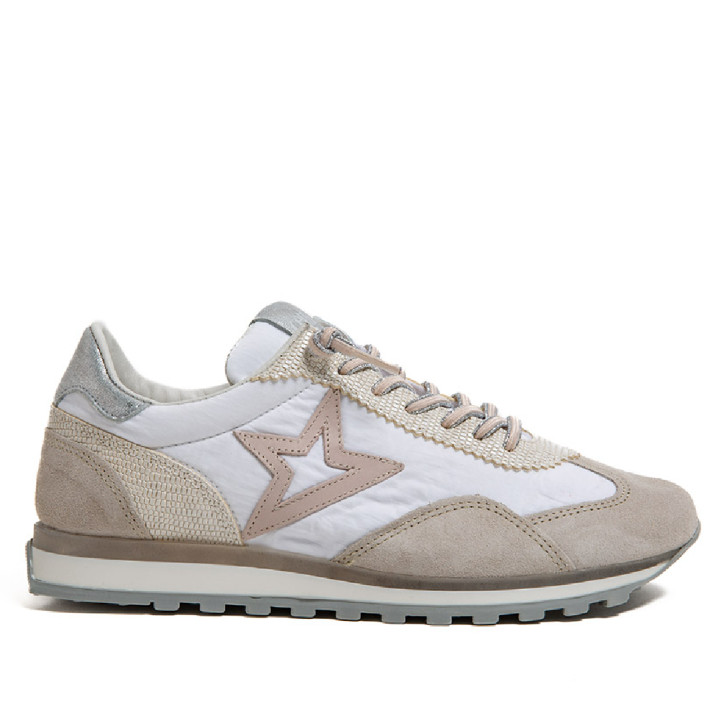 Zapatillas urban Cetti ante mesh marfil con estrella y cordón elástico - Querol online