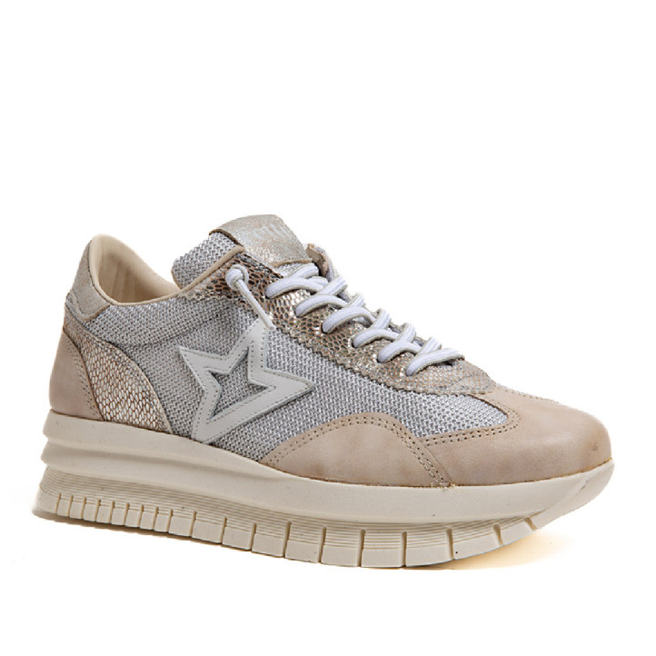 Zapatillas urban Cetti sioux bayer beige con malla plateada - Querol online