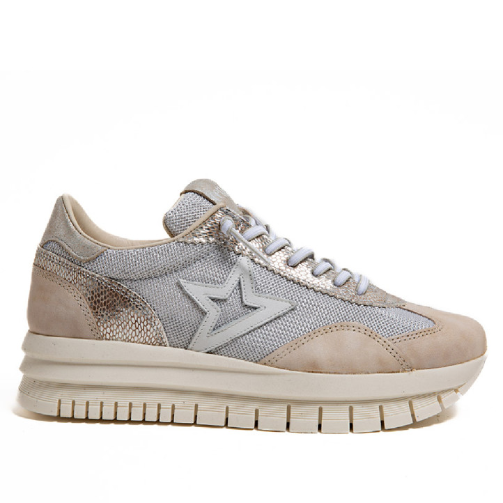 Zapatillas urban Cetti sioux bayer beige con malla plateada - Querol online