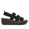 Sandalias cuña FLY LONDON yarefly black con army green
