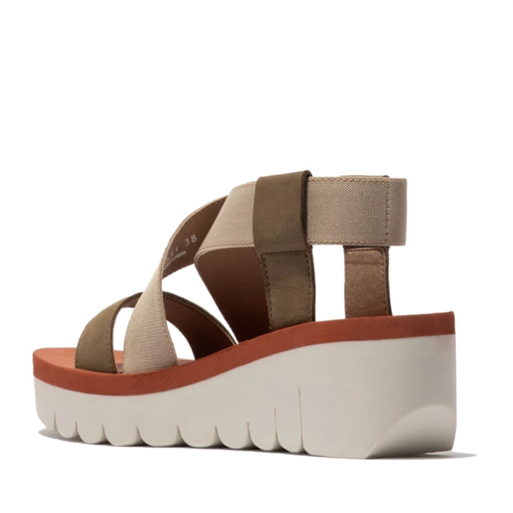 Sandàlies falca FLY LONDON yabigly military amb beige i brick - Querol online