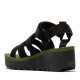 Sandalias cuña FLY LONDON yojifly black con army green - Querol online