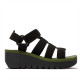 Sandàlies falca FLY LONDON yojifly black amb army green - Querol online