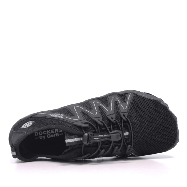 Zapatillas deportivas DOCKERS negras y grises con cordones elásticos estilo sport barefoot - Querol online