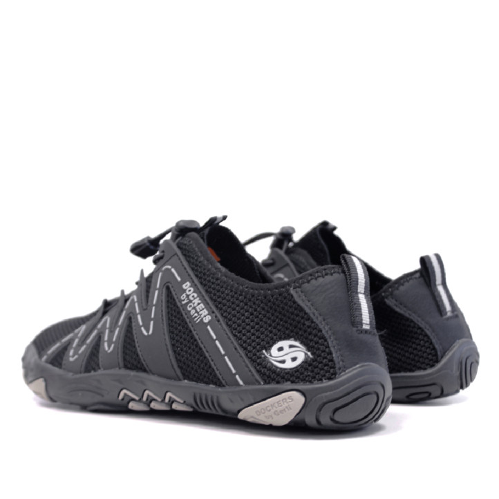 Zapatillas deportivas DOCKERS negras y grises con cordones elásticos estilo sport barefoot - Querol online