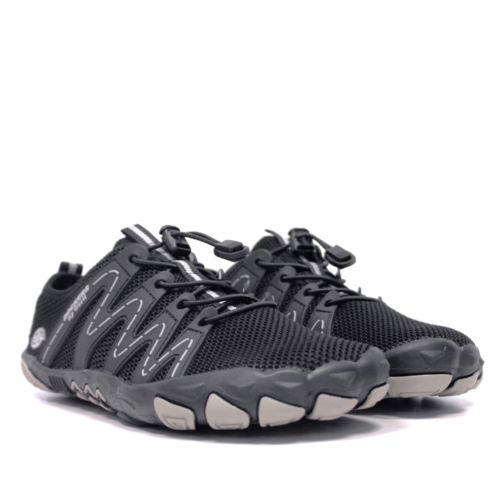 Zapatillas deportivas DOCKERS negras y grises con cordones elásticos estilo sport barefoot - Querol online