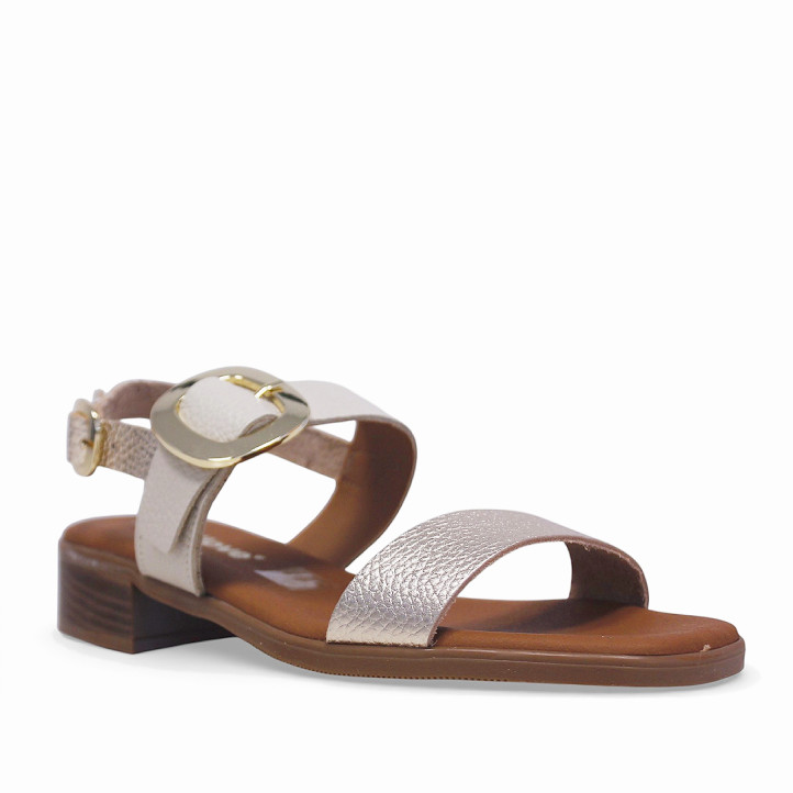 Sandalias planas Redlove sakura metalizadas con hebilla dorada - Querol online