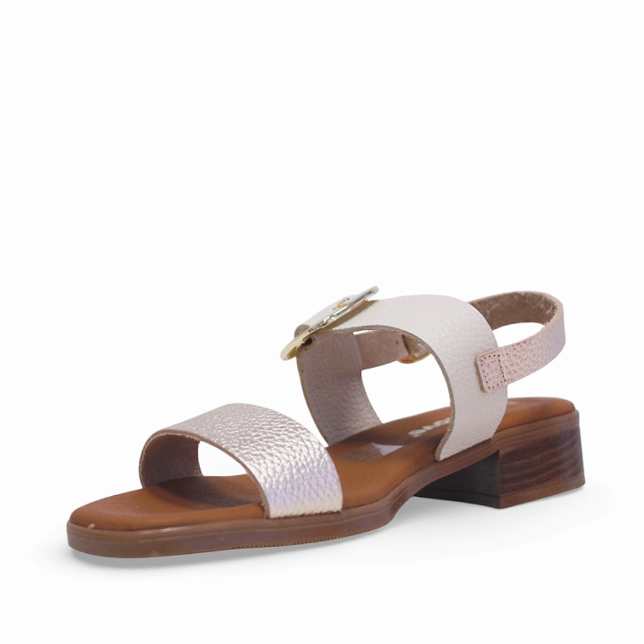 Sandalias planas Redlove sakura metalizadas con hebilla dorada - Querol online