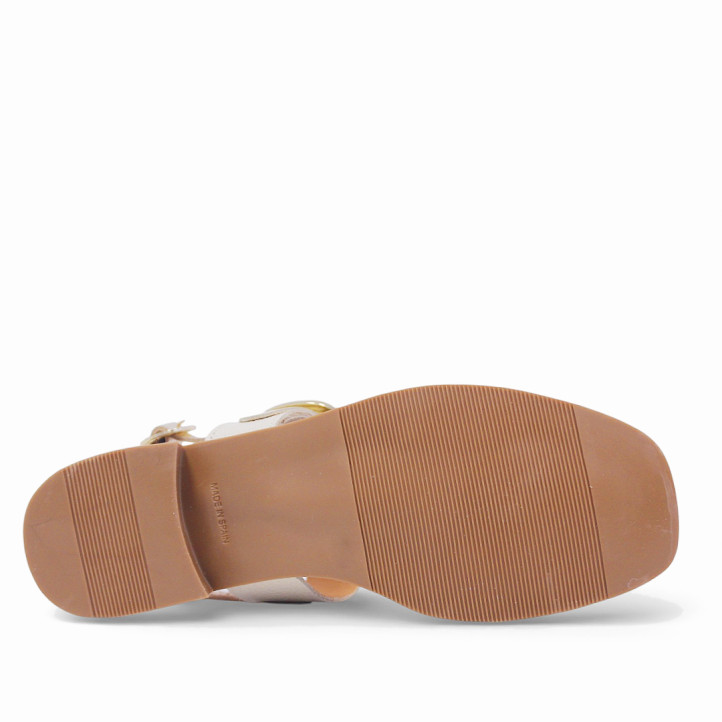 Sandalias planas Redlove sakura metalizadas con hebilla dorada - Querol online